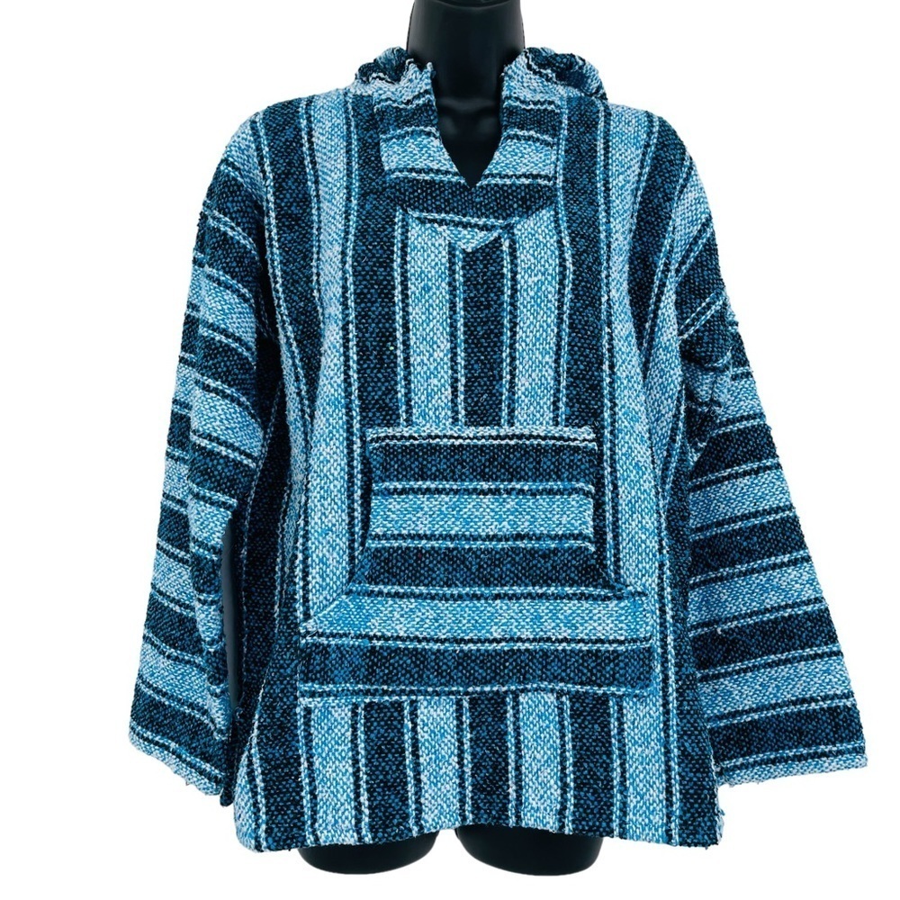 Vintage baja hoodie saddle blanket pull over hippie unisex size M